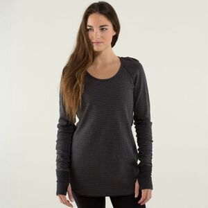 Lululemon Open Your Heart Long Sleeve in Heathered Black / Classic Stripe